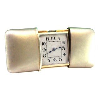 Silver Travel Watch with Gold Mechanical Movement For Sale