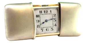 Silver Travel Watch with Gold Mechanical Movement