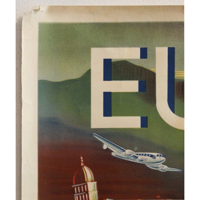 Art Deco 1949 French Aviation Poster - Air France Europe - Falcucci For Sale - Image 3 of 5