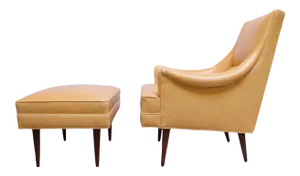 Leather and Walnut Milo Baughman for James Inc. Lounge Chair and Ottoman