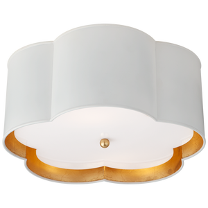 Kate Spade New York for Visual Comfort Signature Bryce Medium Flush Mount in White & Gild with Frosted Acrylic Diffuser