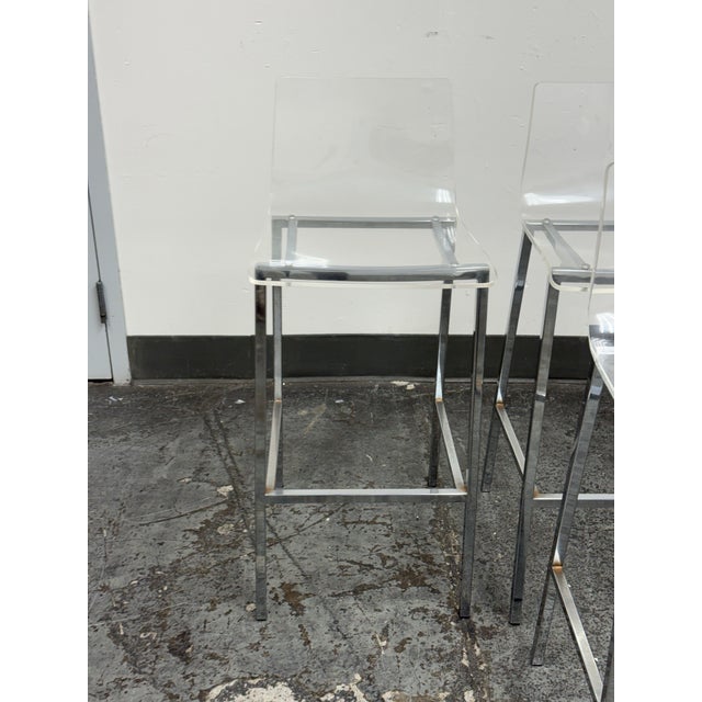 Cb2 Vapor Clear Acrylic Bar Stools, Set of Four For Sale In San Francisco - Image 6 of 12