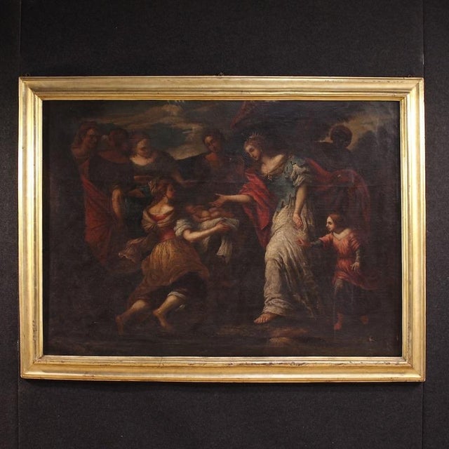 Genoese School Artist, Moses Saved from the Waters, 1670, Oil Painting on Canvas For Sale - Image 16 of 16