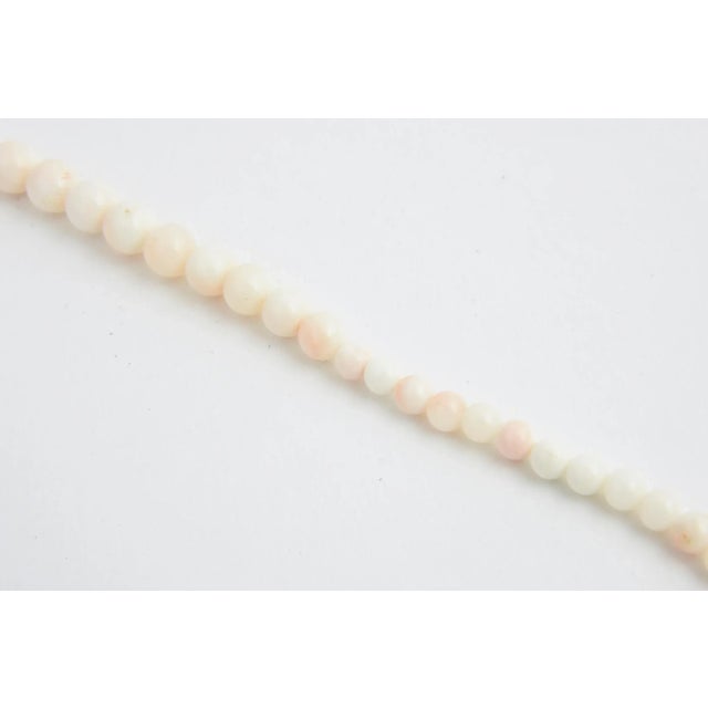 Metal Graduated Angel Skin Coral Bead Necklace For Sale - Image 7 of 8