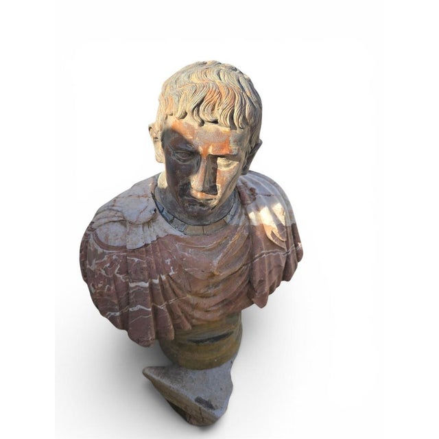 Roman Emperor Bust, 20th Century, Polychrome Marblle For Sale - Image 13 of 14