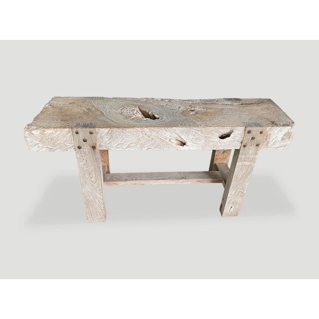 Andrianna Shamaris Impressive Teak Wood Log Style Console Table For Sale - Image 16 of 18