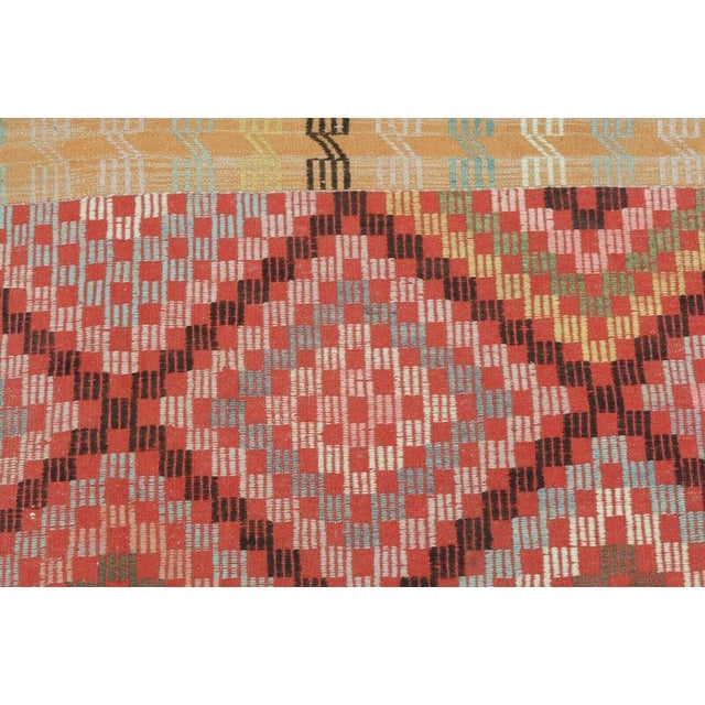 Light Pink Vintage Diamond Turkish Kilim Rug - 69" X 121" For Sale - Image 8 of 13