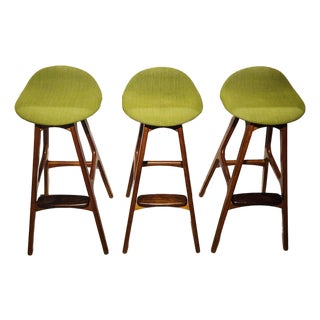Mid Century Modern 1960’s Teak and Rosewood Barstools by Erik Buch - Unsigned - Set of 3 For Sale