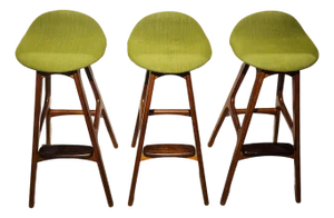 Mid Century Modern 1960’s Teak and Rosewood Barstools by Erik Buch - Unsigned - Set of 3