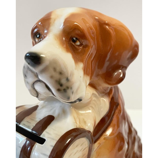 Large Vintage Ceramic and Glazed St. Bernard Dog Bank For Sale In Philadelphia - Image 6 of 11
