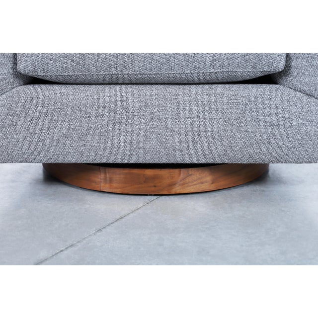 Dark Gray Mid-Century Modern Channel Back Swivel Lounge Chairs by Directional, 1970s For Sale - Image 8 of 12
