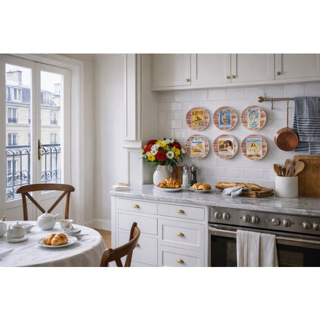 French Philippe Deshoulieres Porcelain France Edition French Cafe Canape Plates Made in France 6” - Set of 6 For Sale - Image 3 of 15