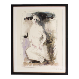 1964 Mixed Media Painting of a Woman by James L. Bruch