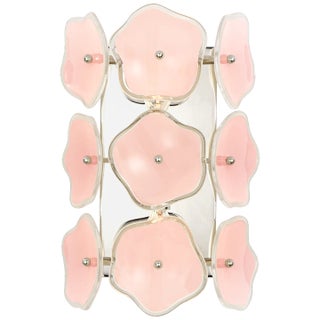 Kate Spade New York for Visual Comfort Signature Leighton Small Sconce in Polished Nickel with Blush Tinted Glass For Sale