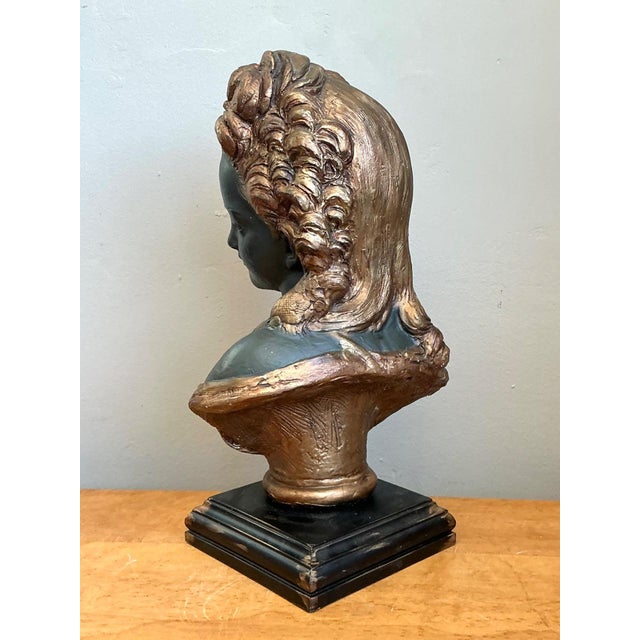 Vintage Gilt Tipped Carved Wood Female Bust For Sale - Image 11 of 18