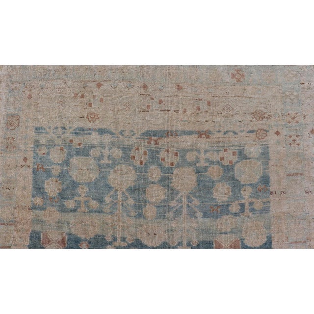 Textile Persian Kurdish Antique Rug With Tribal Design in Light Blue, Teal, and Cream For Sale - Image 7 of 11