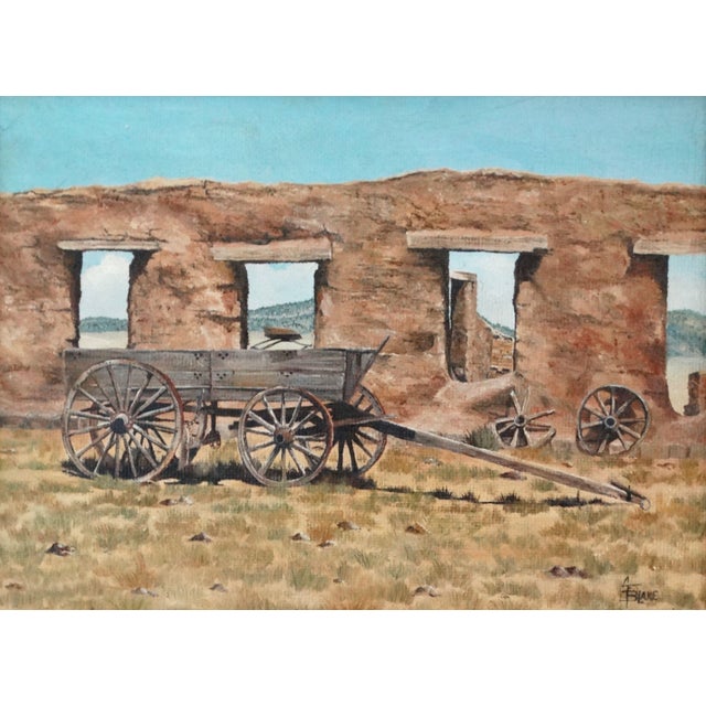 Wagon at Fort Union Ruins Oil Painting, Connie Blake For Sale - Image 4 of 11