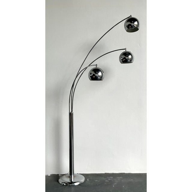 Vintage Modernist Chrome Three Eyeball Floor Lamp For Sale - Image 4 of 6