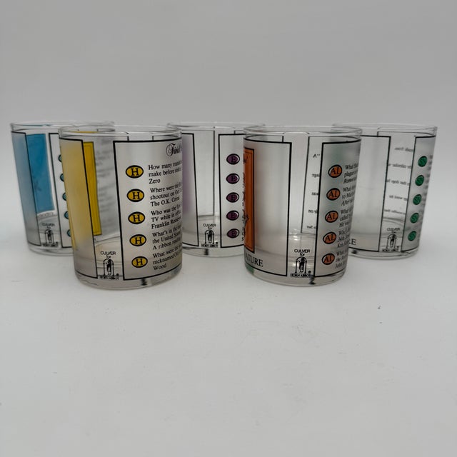 1980s 1980s rivial Pursuit Dof by Culver Double Old Fashioned Barware Set of 5 For Sale - Image 5 of 8