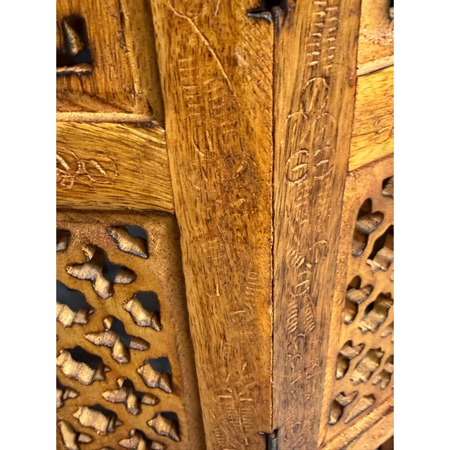 Small Hand-Carved Folding Table from Hoshiarpur, 1950 For Sale - Image 9 of 11
