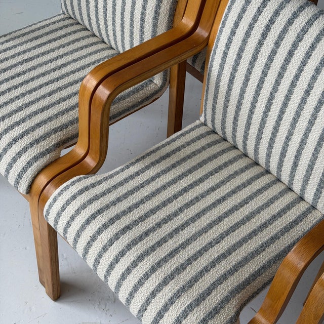 Stendig 1980s Finnish Bentwood Striped Armchairs by Stendig For Sale - Image 4 of 12