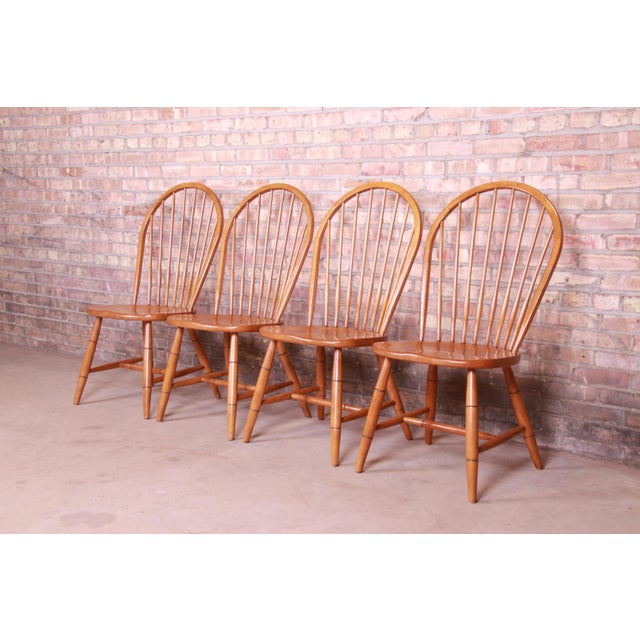 Ethan Allen Country Style Maple Windsor Dining Chairs, Set of Four