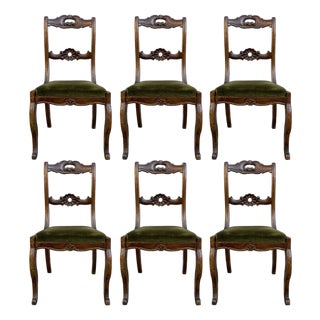 19th-Century Walnut Chairs, Set of 6 For Sale