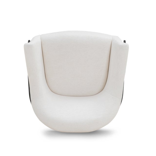 Wood Lua Cream Chenille Accent Chair For Sale - Image 7 of 9