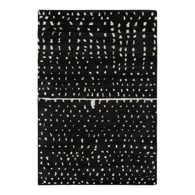 Rug & Kilim’s Modern Moroccan Style Rug in Black and White Geometric Pattern For Sale