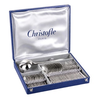 Art Deco Silver-Plated Boréal Flatware Set for 12 by Luc Lanel for Christofle, 1950s, Set of 37 For Sale