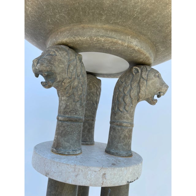 1960s Neoclassical Travertine Marble Torchiere Floor Lamp For Sale - Image 10 of 13