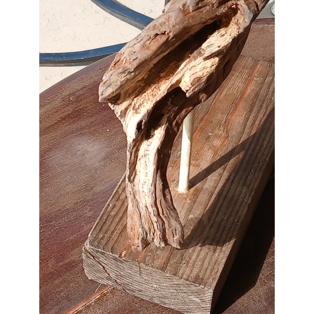 Driftwood Abstract Whale / Fish on Stand Coastal Decor For Sale - Image 4 of 5