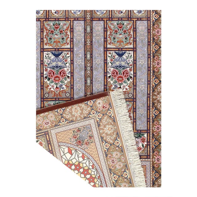 Traditional Super Fine Hand Knotted Persian Silk & Wool Isfahan Rug For Sale - Image 3 of 13