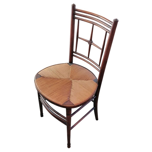 Arts & Crafts Circa 1880s Arts & Crafts Single Rush Round Seat Chair From Sussex by Morris & Co. For Sale - Image 3 of 12