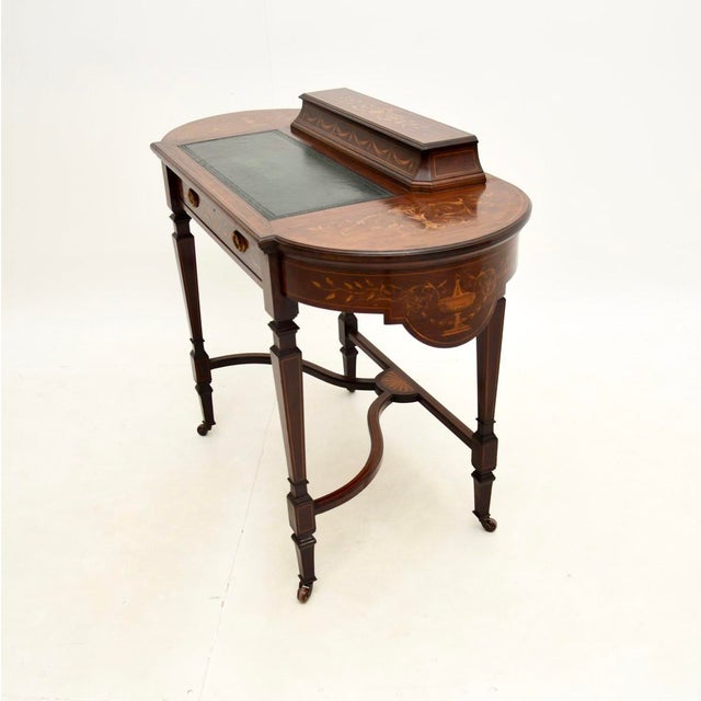 Antique Victorian Inlaid Writing Desk, 1880s For Sale - Image 4 of 13