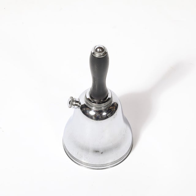 1930s Art Deco Chrome Town Crier Bell Form Cocktail Shaker W/ Ebonized Walnut Handle For Sale In New York - Image 6 of 13