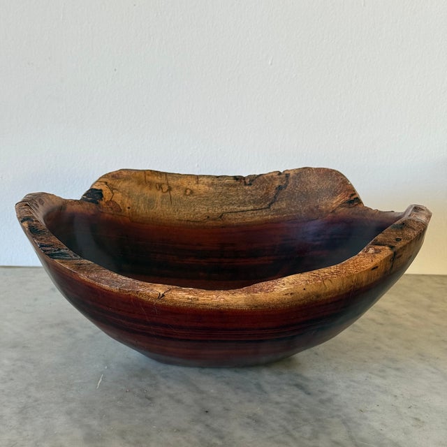 Early 20th Century Antique Primitive Wood Bowl With Raw Edge For Sale - Image 5 of 6