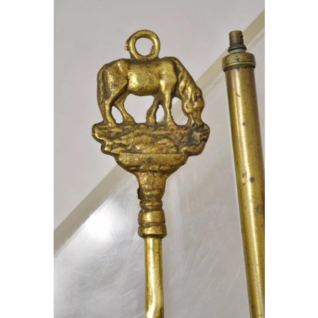 Traditional Antique English Sheraton Federal Figural Brass Fireplace Tool Set - 3 Piece Set For Sale - Image 3 of 11