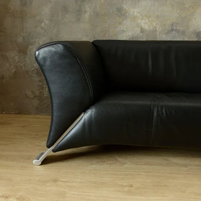 Black Black Leather 2-Seat Sofa by Rolf Benz, 2000s For Sale - Image 8 of 10