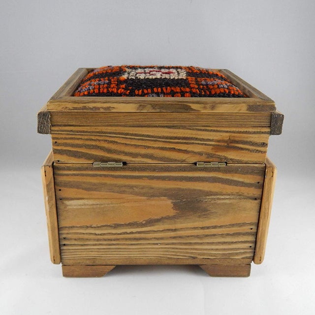 Bohemian Kilim Chest Turkish Kilim Rug Chest Vintage Wooden
