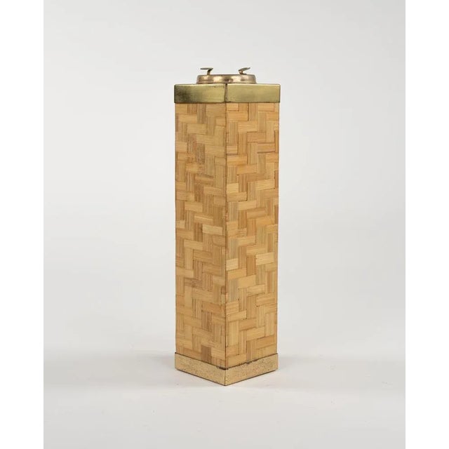 Mid-Century Modern Mid-Century Floor Ashtray in Bamboo and Brass, Italy, 1970s For Sale - Image 3 of 13