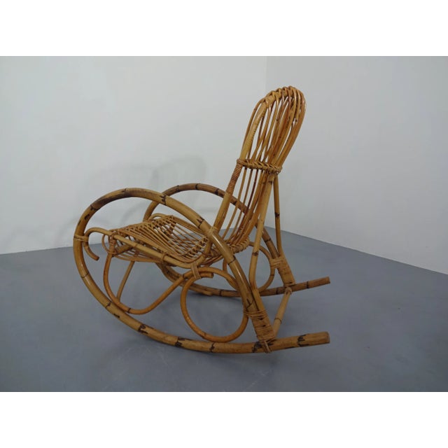 Mid-Century Italian Bamboo Rocking Chair, 1950s For Sale - Image 6 of 18