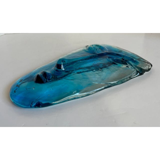 Vintage Art Glass Blue Face Mask Paperweight For Sale In Los Angeles - Image 6 of 10