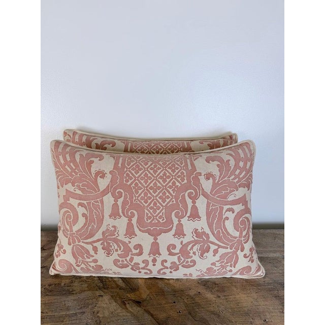 Pair of Bespoke Lumbar Pillows in Fortuny "Corone" Pattern For Sale - Image 9 of 12