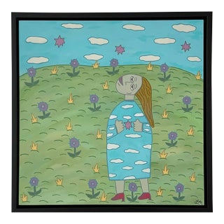 Original Acrylic Folk Art Painting From Renowned Key West Artist/"Red Shoes" For Sale