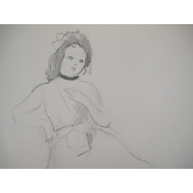 Marie LAURENCIN girl in dress Original pencil drawing Signed with the artist's stamp On paper 13.5 x 14.5 cm Very good...