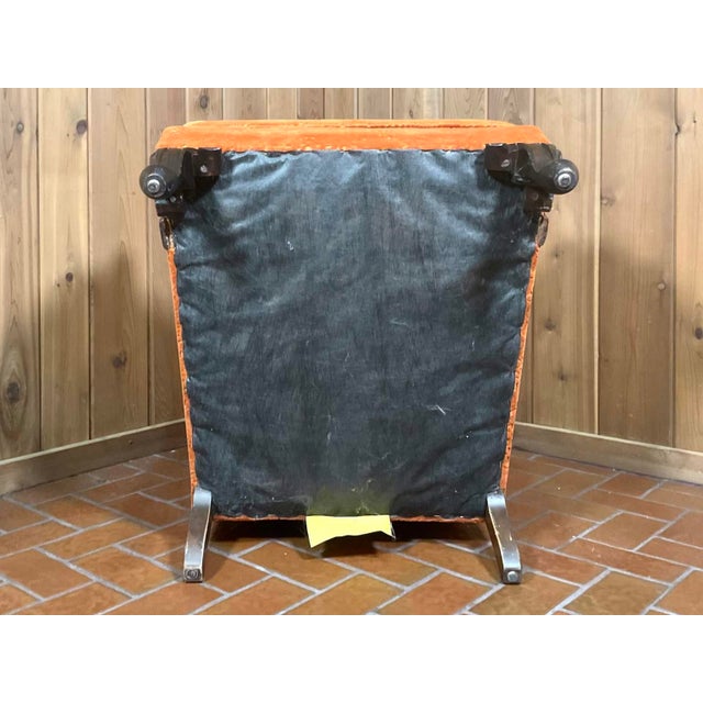 MCM Victorian-Style Carved Walnut Armchair and Ottoman For Sale - Image 13 of 17