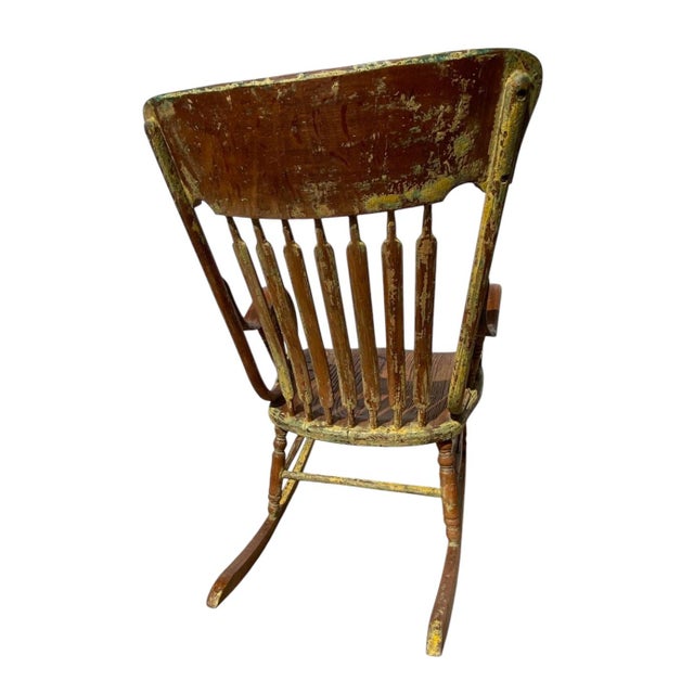 Wood Antique Late 19th Century Wooden Windsor Comb Back Rocking Chair For Sale - Image 7 of 9