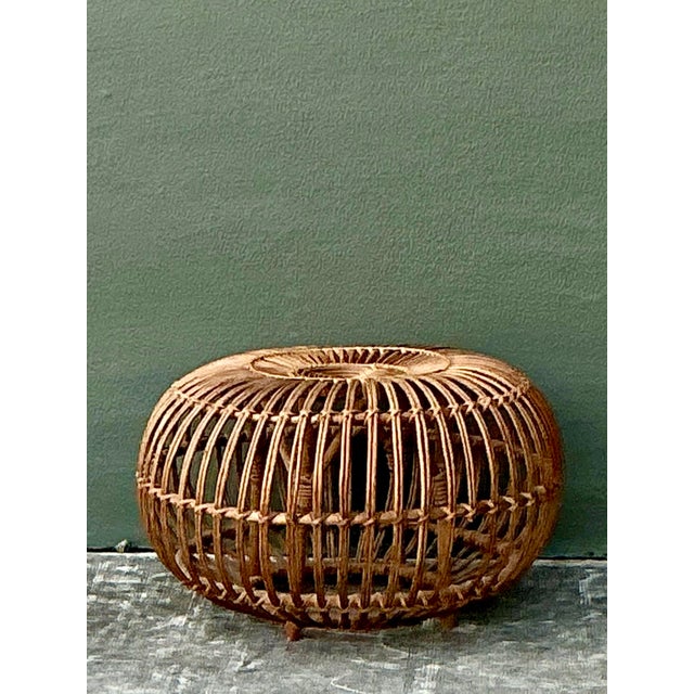 Vintage Boho Bent Rattan Low Table After Albini For Sale - Image 9 of 12