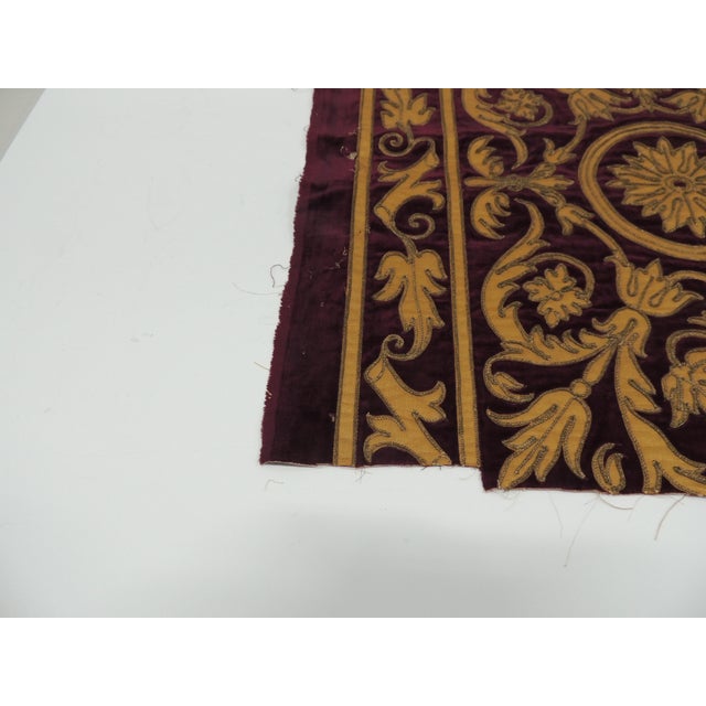 Antique Red and Gold Italian Suede Applique Textile Fragment #4 Size: 19"W x 16"H